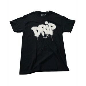 Ring of Fire Men's T-Shirt Medium Black "DRIP" Graphic Crew Neck Cotton Short...